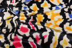 Black Leopard Velvet Fabric Yellow Pink Blue White Spots