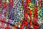 Red Multicolour Velvet Fabric Tie Dye Swirls Leopard Spots