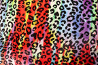Red Multicolour Velvet Fabric Tie Dye Swirls Leopard Spots