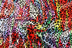 Red Multicolour Velvet Fabric Tie Dye Swirls Leopard Spots