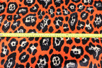 Jaguar Print Velvet Fabric Orange Black Animal Rosettes