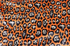 Jaguar Print Velvet Fabric Orange Black Animal Rosettes