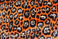 Jaguar Print Velvet Fabric Orange Black Animal Rosettes