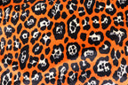Jaguar Print Velvet Fabric Orange Black Animal Rosettes