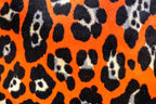 Jaguar Print Velvet Fabric Orange Black Animal Rosettes