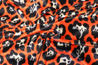 Jaguar Print Velvet Fabric Orange Black Animal Rosettes