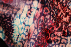 Red Blue Leopard Velvet Fabric Mini Print Tie Dye