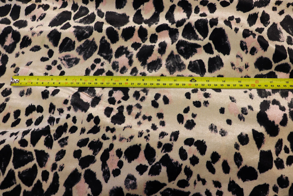 Nude Leopard Velvet Fabric Blush Pink Animal Spots