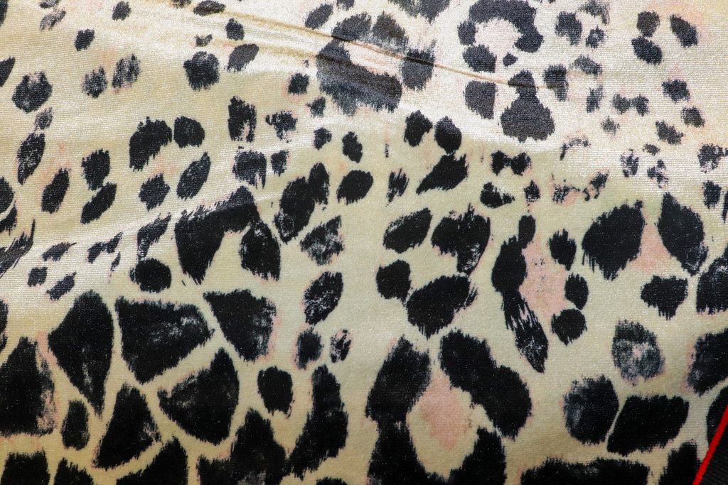 Nude Leopard Velvet Fabric Blush Pink Animal Spots