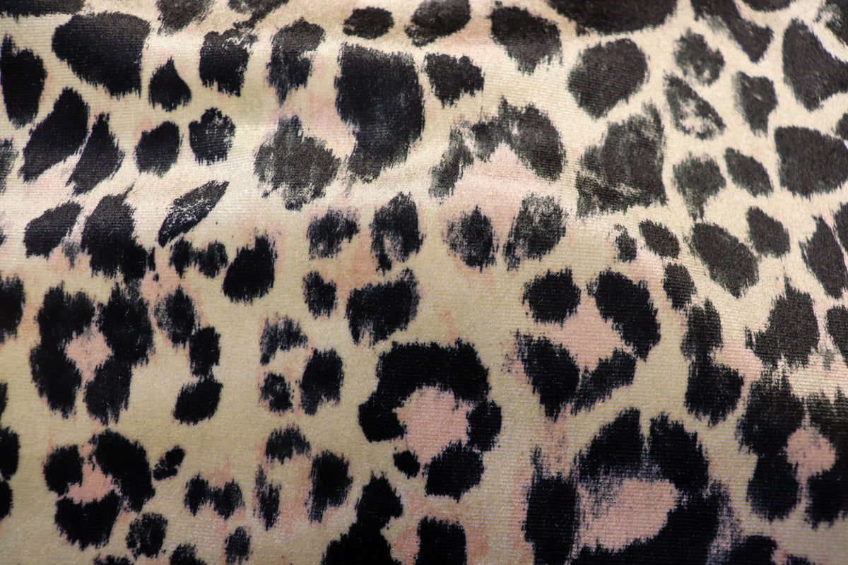 Nude Leopard Velvet Fabric Blush Pink Animal Spots
