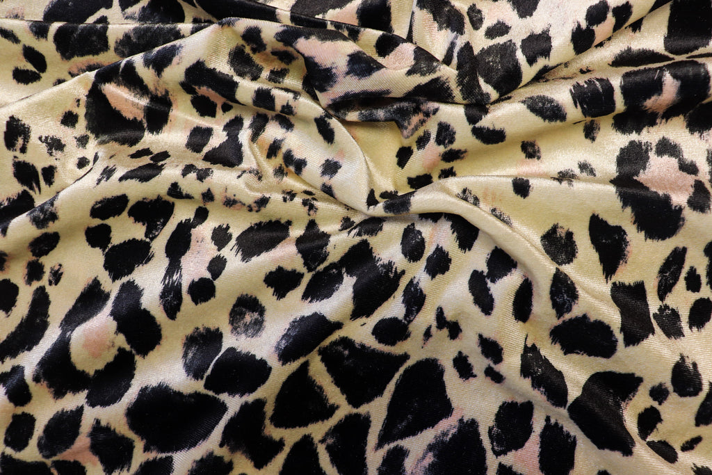 Nude Leopard Velvet Fabric Blush Pink Animal Spots