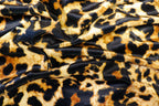 Golden Brown Leopard Velvet Fabric Animal Print
