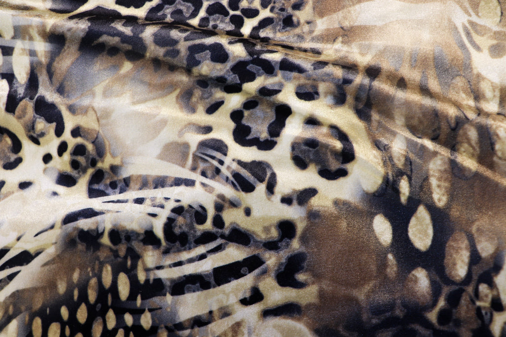 Mixed Animal Print Velvet Fabric Zebra Cheetah Leopard Tie Dye