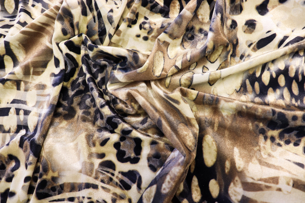 Mixed Animal Print Velvet Fabric Zebra Cheetah Leopard Tie Dye