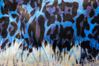 Blue Abstract Velvet Fabric Oriental Inspired Design