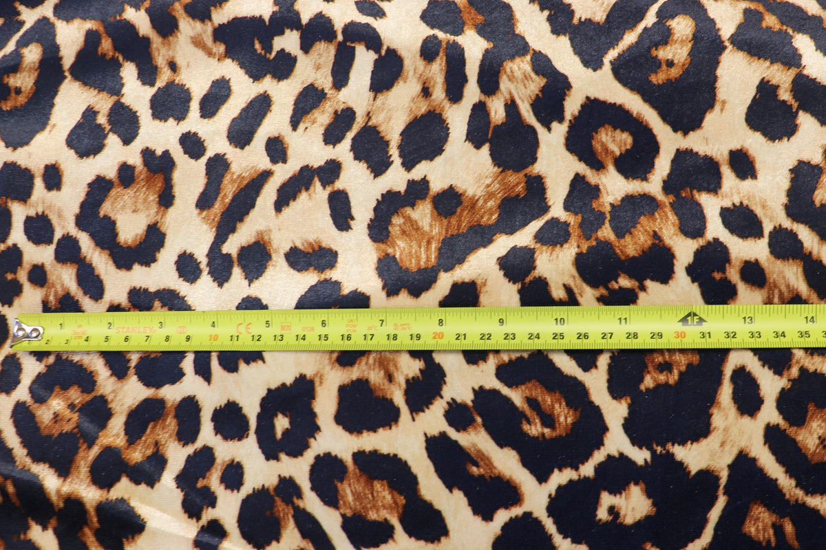 Brown Leopard Velvet Fabric Classic Animal Print