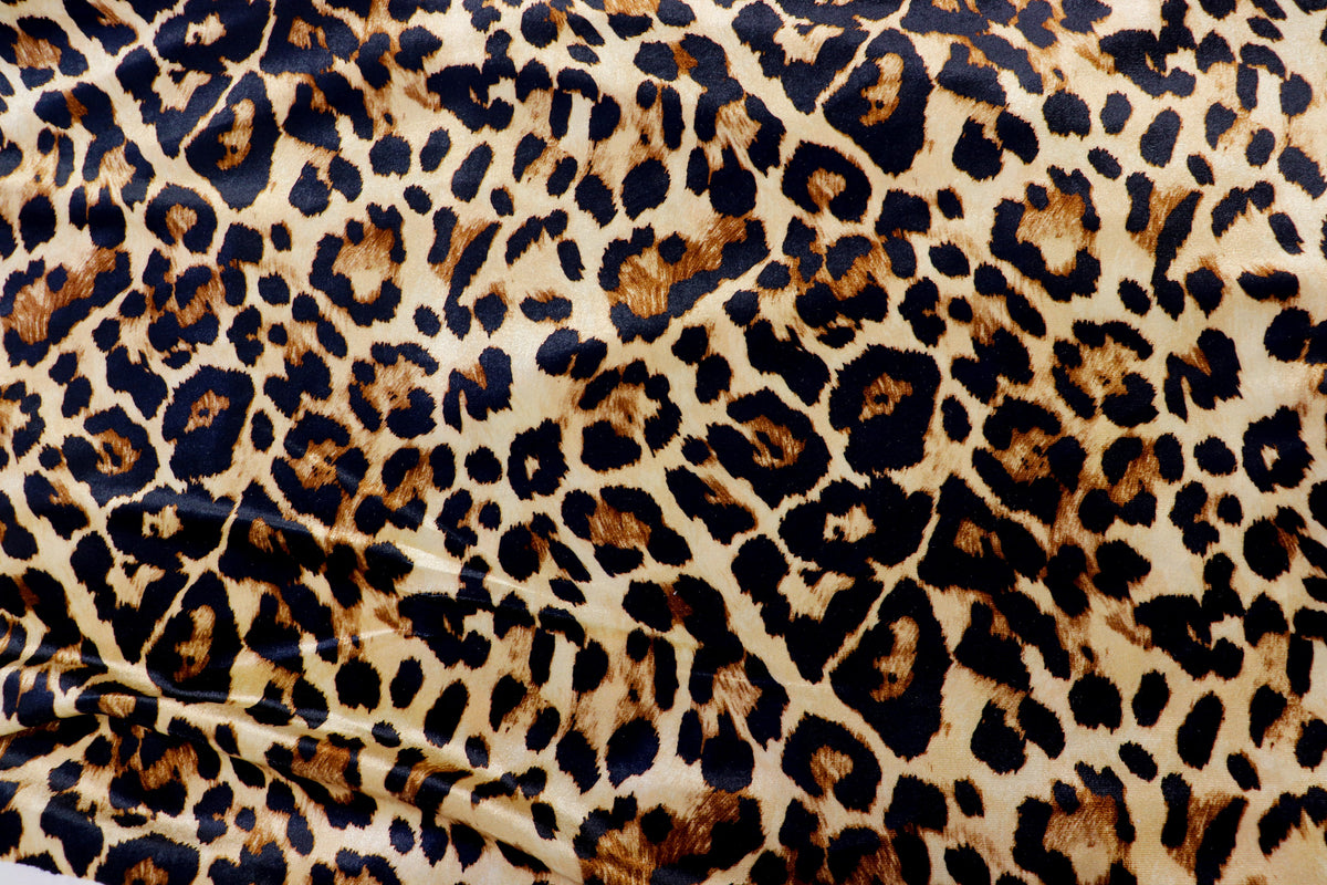 Brown Leopard Velvet Fabric Classic Animal Print