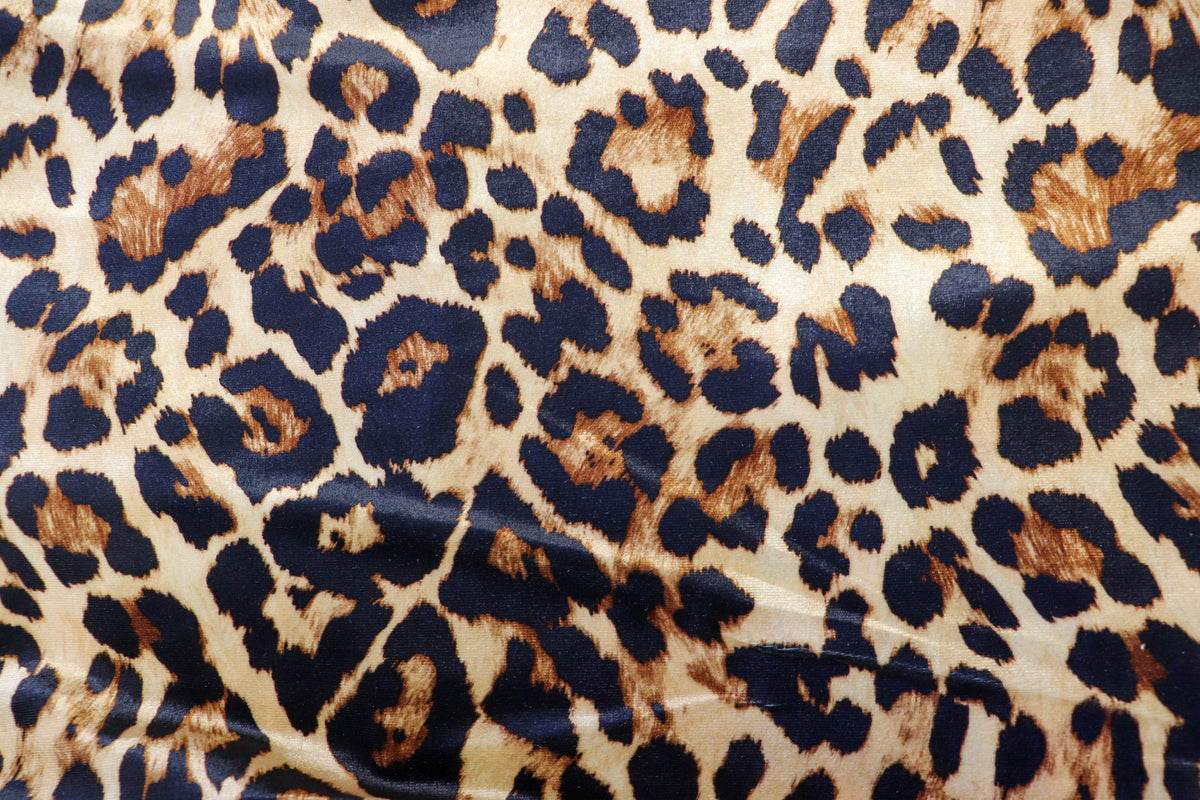 Brown Leopard Velvet Fabric Classic Animal Print
