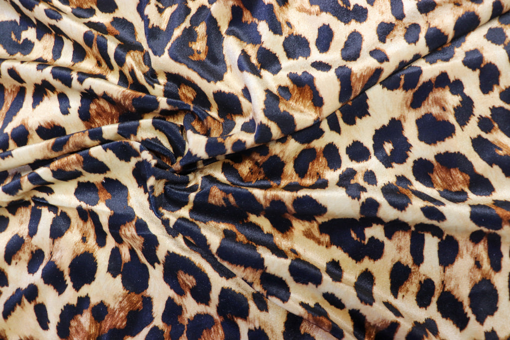 Brown Leopard Velvet Fabric Classic Animal Print