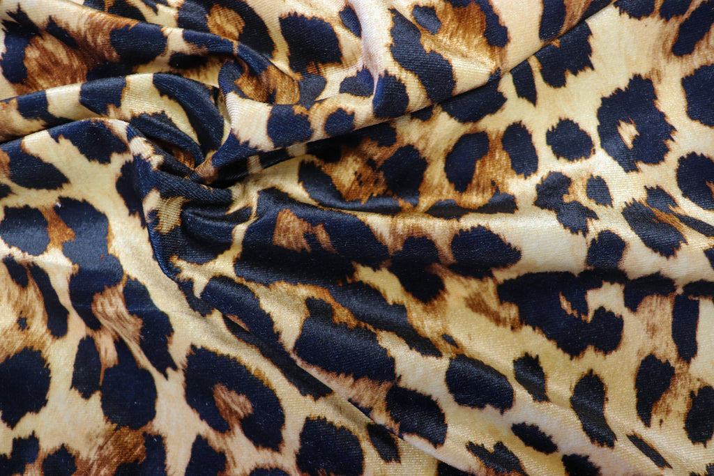 Brown Leopard Velvet Fabric Classic Animal Print