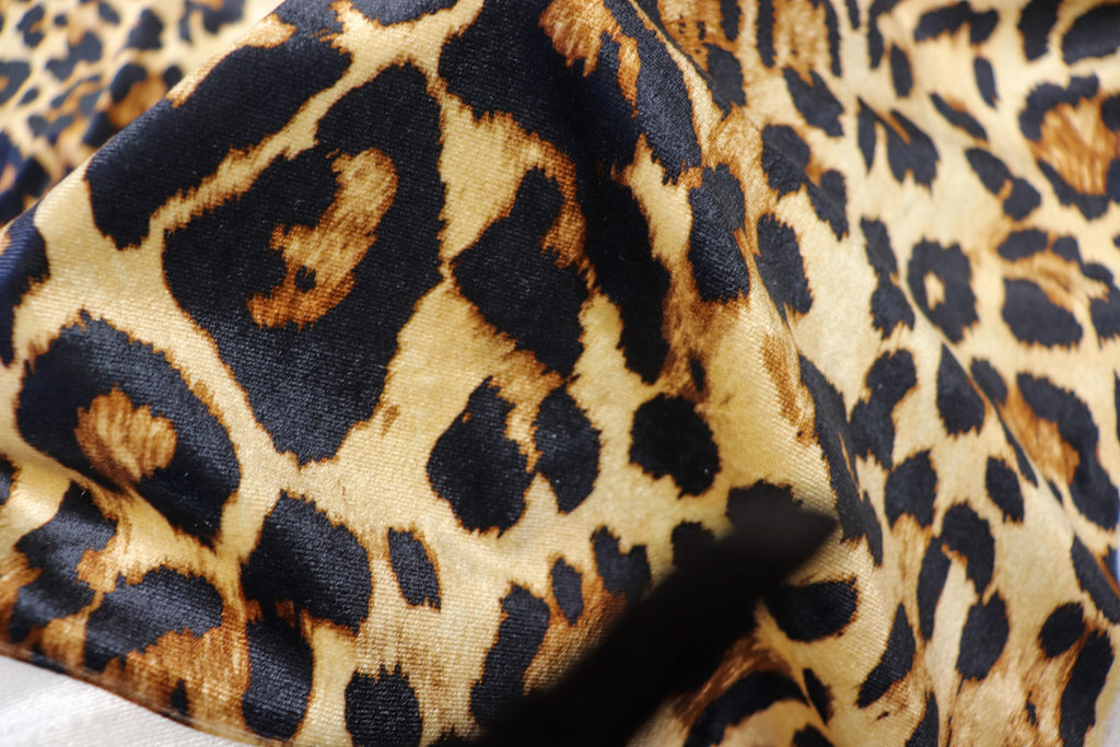 Brown Leopard Velvet Fabric Classic Animal Print
