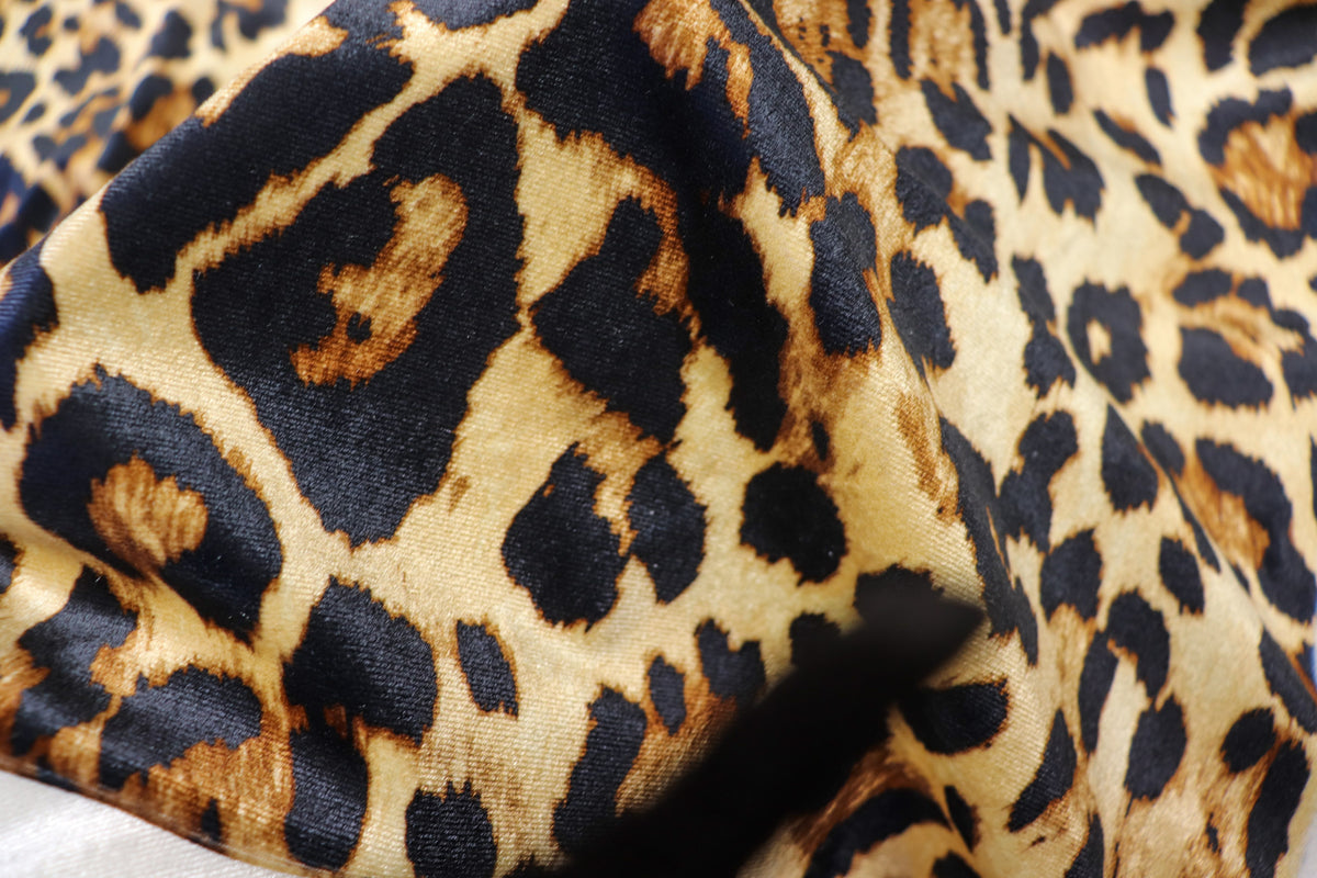 Brown Leopard Velvet Fabric Classic Animal Print