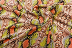Snake Print Velvet Fabric Brown Yellow Orange Animal Design