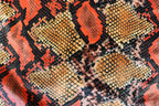Red Snake Print Velvet Fabric Golden Brown Beige Scales