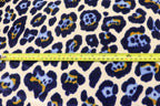 Jaguar Print Velvet Fabric Ivory Blue Gold Black Animal Rosettes