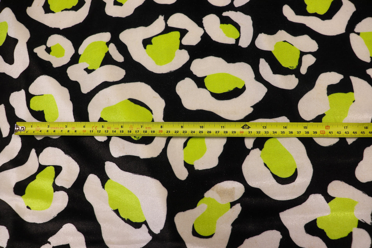Black Leopard Velvet Fabric White Yellow Animal Spots