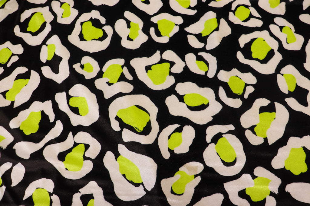 Black Leopard Velvet Fabric White Yellow Animal Spots