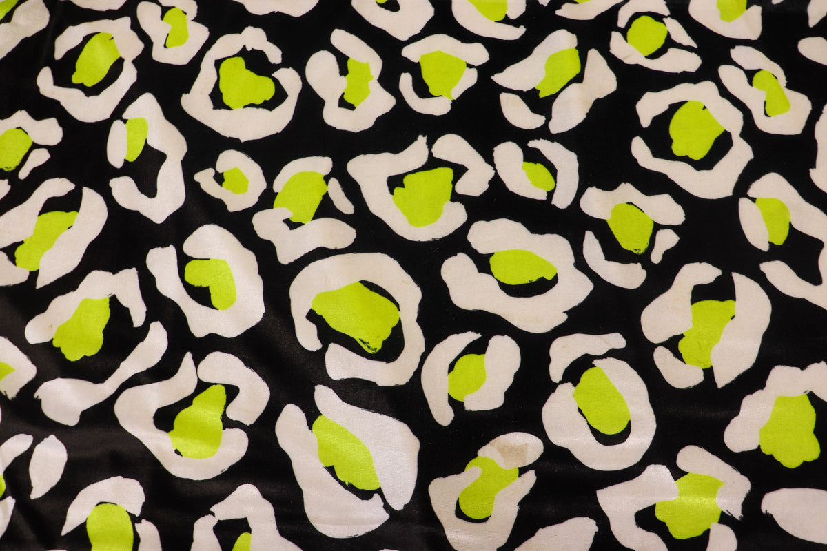 Black Leopard Velvet Fabric White Yellow Animal Spots