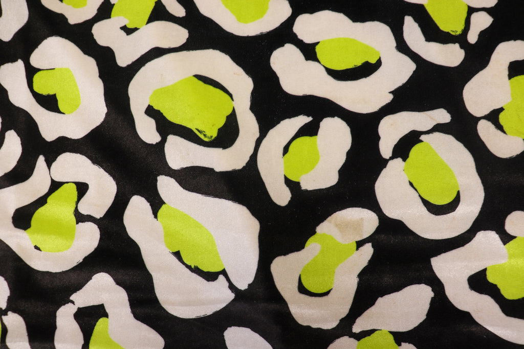 Black Leopard Velvet Fabric White Yellow Animal Spots