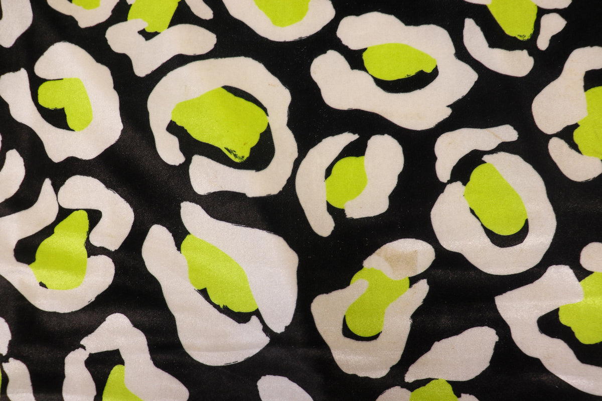 Black Leopard Velvet Fabric White Yellow Animal Spots