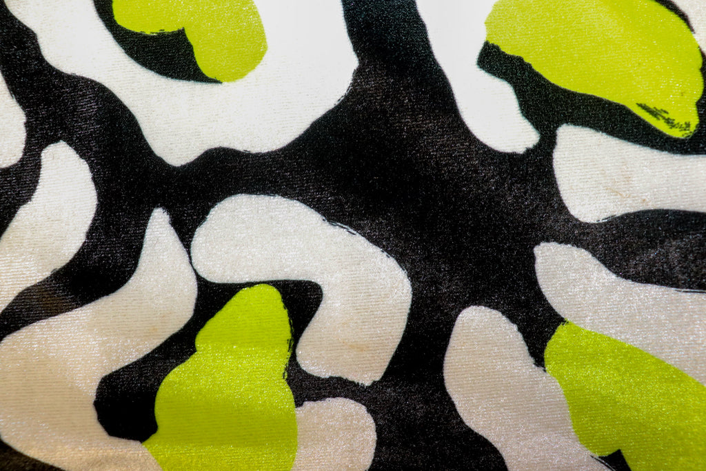 Black Leopard Velvet Fabric White Yellow Animal Spots
