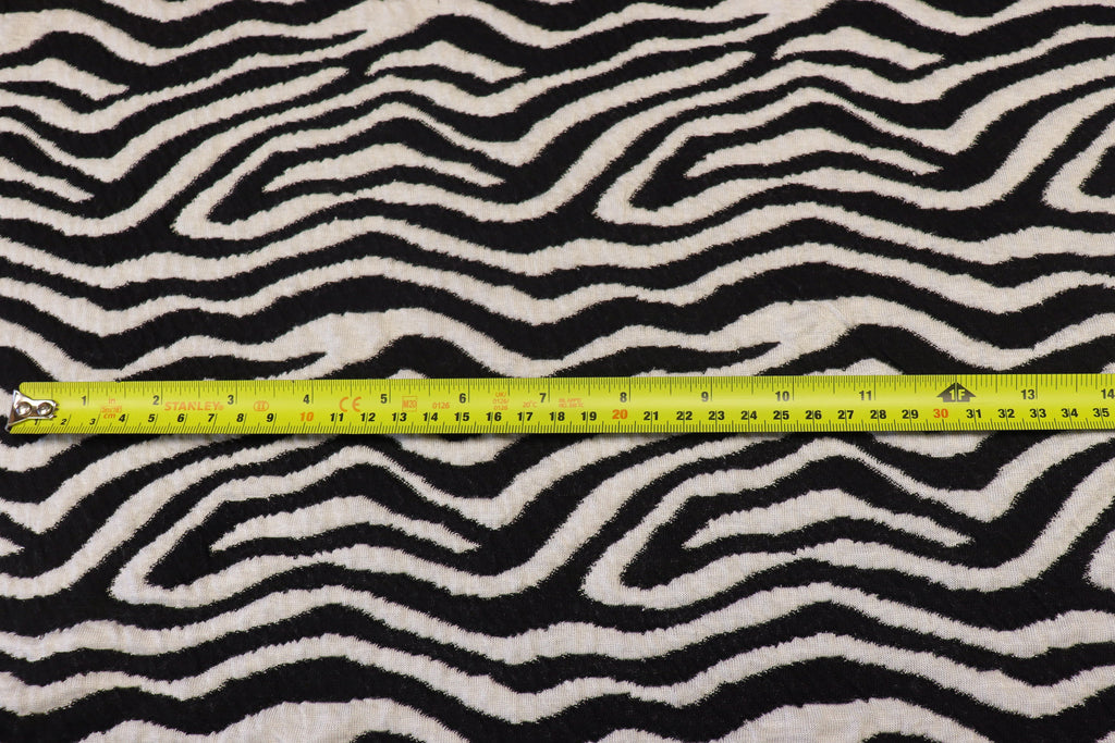 Black White Zebra Jacquard Fabric Textured Stretch Knit