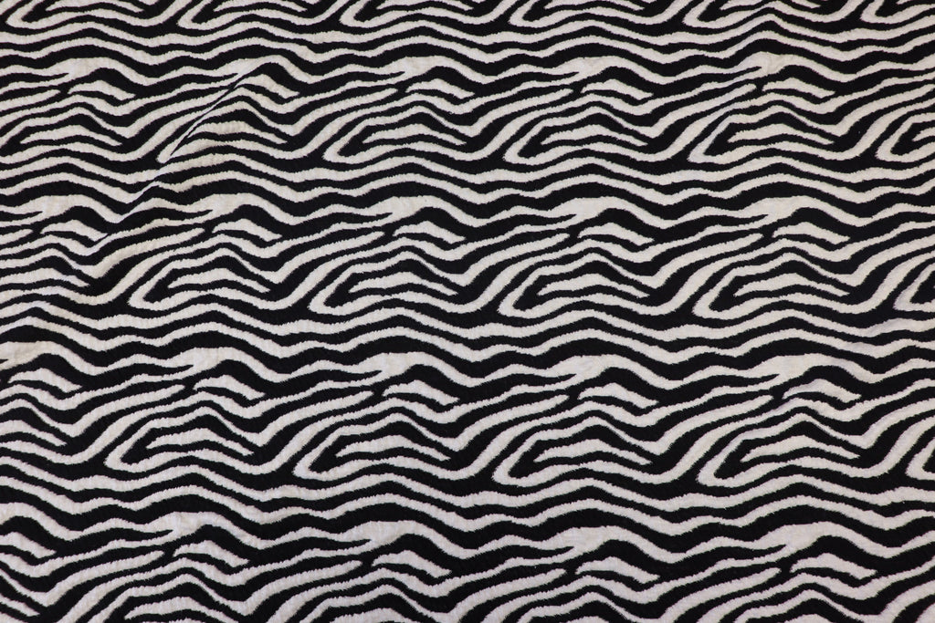 Black White Zebra Jacquard Fabric Textured Stretch Knit