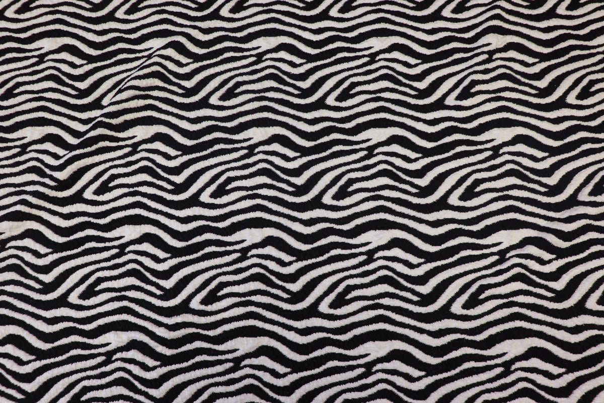 Black White Zebra Jacquard Fabric Textured Stretch Knit