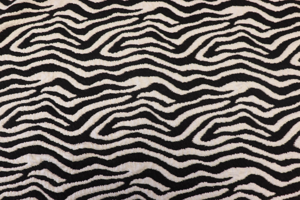 Black White Zebra Jacquard Fabric Textured Stretch Knit
