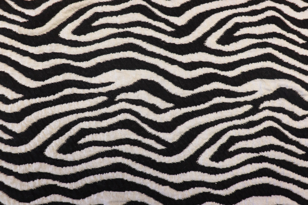 Black White Zebra Jacquard Fabric Textured Stretch Knit