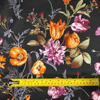 Black Floral Scuba Fabric – Vintage Wildflower Print