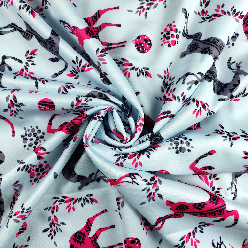Light Blue Reindeer Jersey Fabric