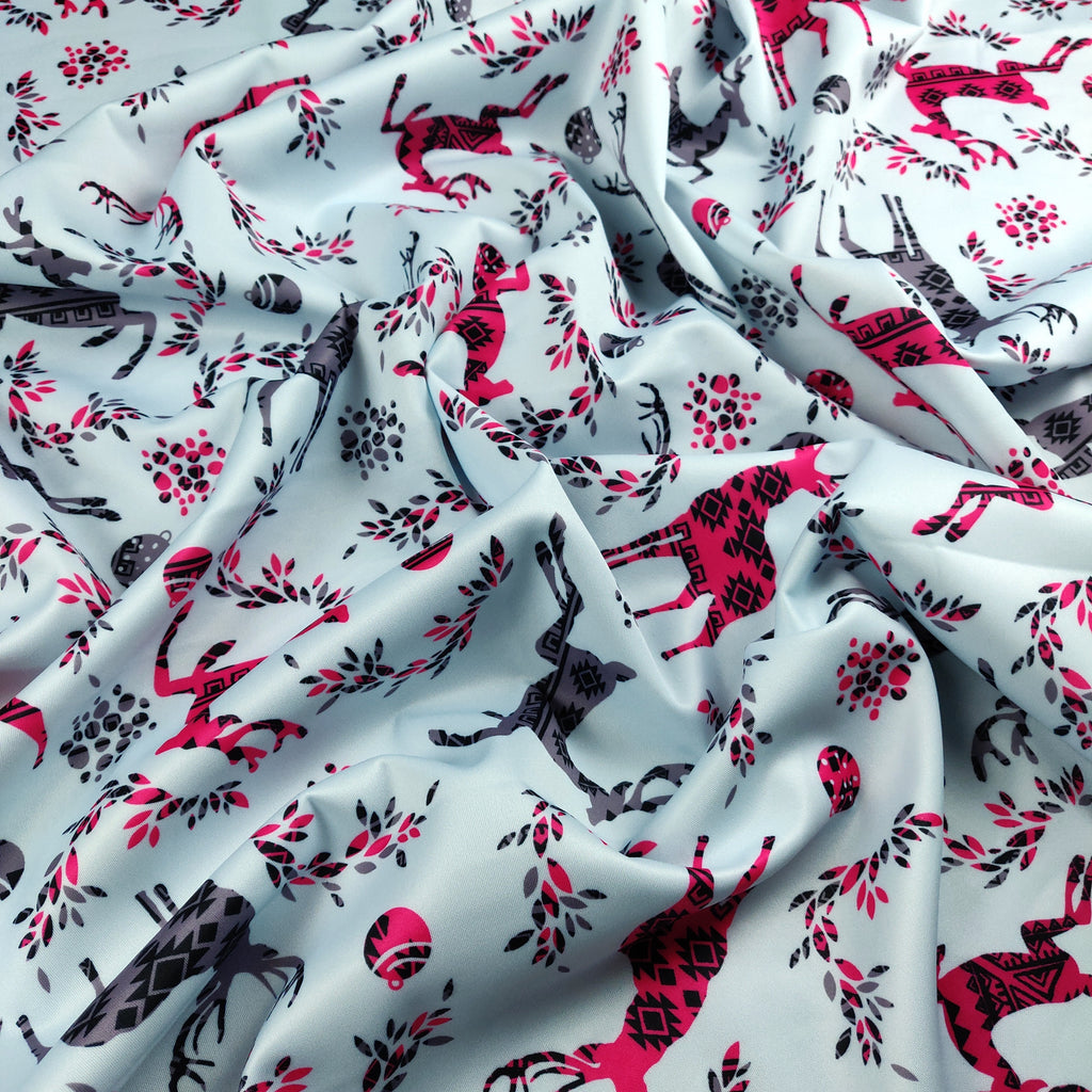 Light Blue Reindeer Jersey Fabric