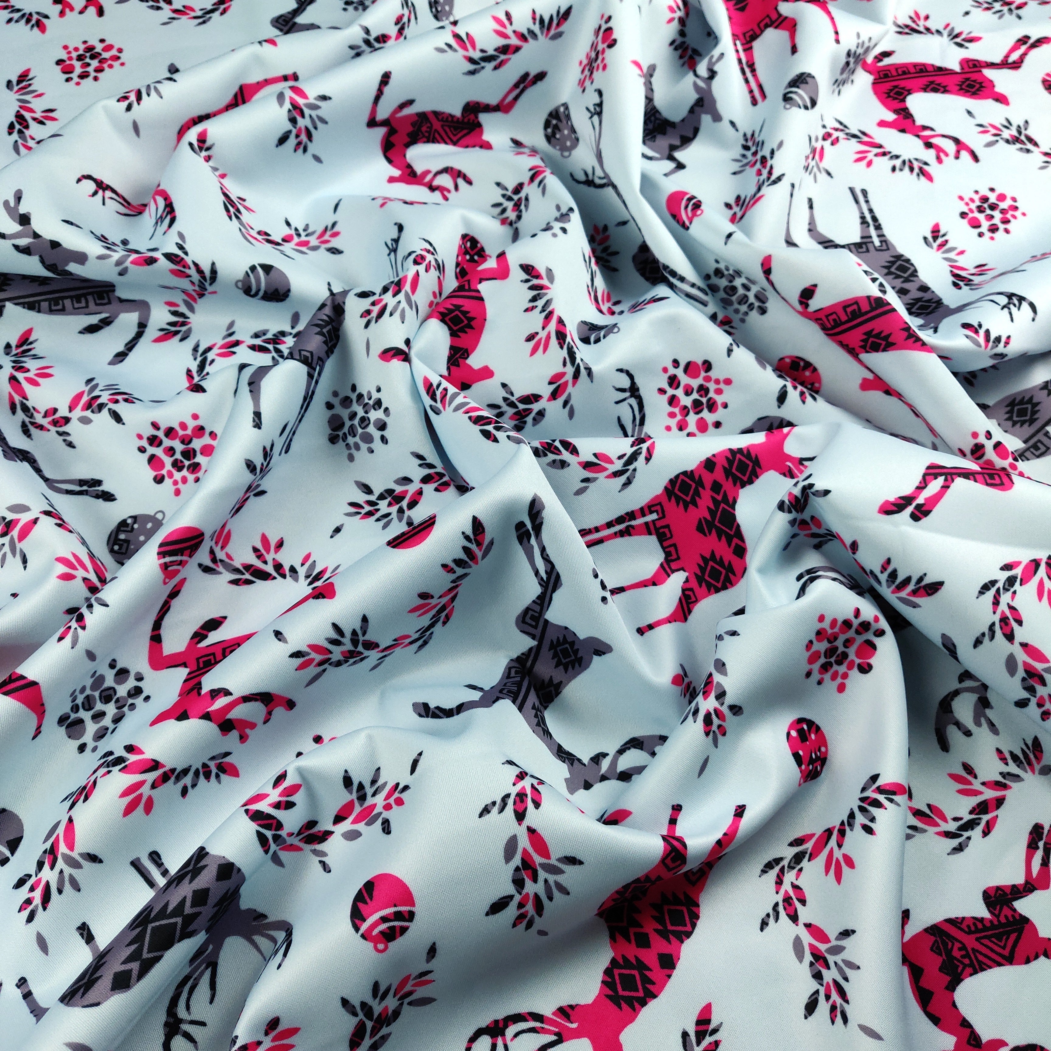 Light Blue Reindeer Jersey Fabric