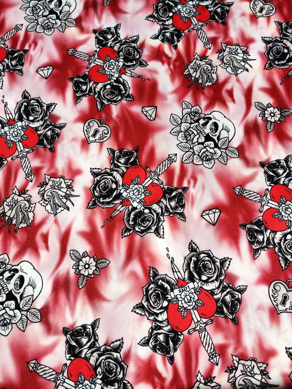 Gothic Sacred Heart & Roses Halloween Fabric