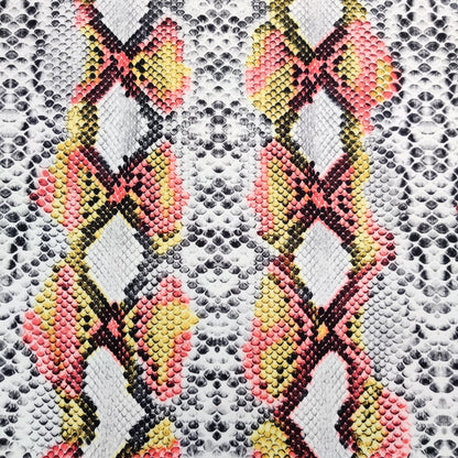 Snake Skin Scuba Stretch Knit Fabric Red Yellow White