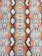Snake Skin Scuba Stretch Knit Fabric Red Yellow White