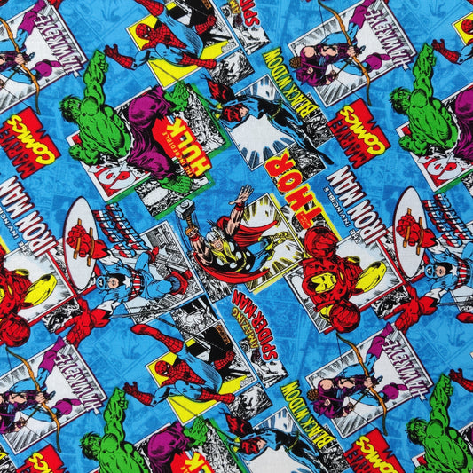Marvel Characters Hulk Iron Man Cotton Fabric 0.85 Metres