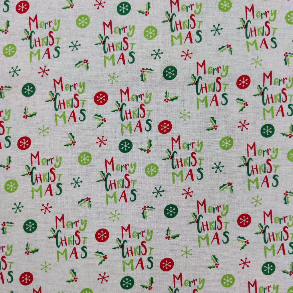 Merry Christmas Print Cotton Fabric 0.4 Metres