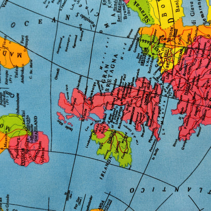 World Map Globe Print Cotton Fabric 0.3 Metres